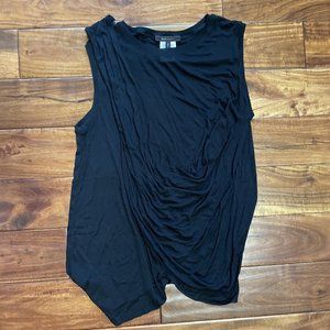 BCBG Black Sleeveless Scoop Neck Tank Top With Zipper Embellishment Size Large